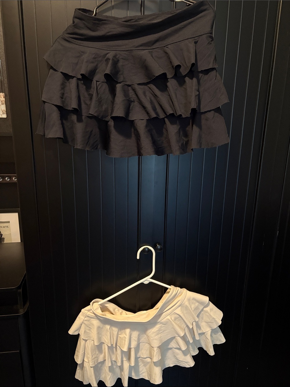 Tiered Ruffle Mini Skirt - Black and Cream